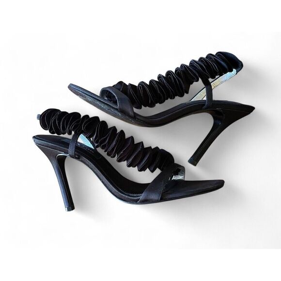 NINA Women's Ulexa Evening Sandals Heels Size 7 Heels 4” Black Good Condition - Picture 1 of 8